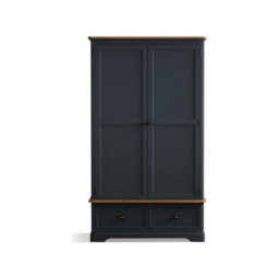 Furniture 48 Ashton Oak And Blue Painted Double Wardrobe - thumbnail 1