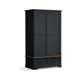 Furniture 48 Ashton Oak And Blue Painted Double Wardrobe - thumbnail 2