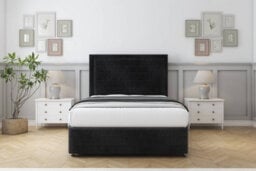 "Sloomy Ashford Black Naples Divan Bed Base 2 Drawers Left Side-54"" Floor Standing Headboard  12"" Footboard 5' King" - thumbnail 2