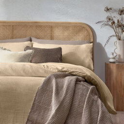 Yard Chunky Waffle 100% Cotton Duvet Cover Set, Super King, Beige - thumbnail 4