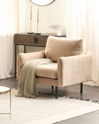 Beliani Armchair Vinterbro Velvet Beige - thumbnail 2