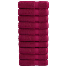 Berkfield Premium Hand Towels Solund 10Pcs Bordeaux 50X100Cm 600Gsm - thumbnail 1