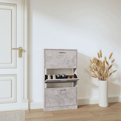 Vidaxl Shoe Cabinet Concrete Grey 59X17X108 Cm Engineered Wood - image 1