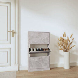 Vidaxl Shoe Cabinet Concrete Grey 59X17X108 Cm Engineered Wood - thumbnail 1