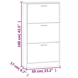 Vidaxl Shoe Cabinet Concrete Grey 59X17X108 Cm Engineered Wood - thumbnail 3
