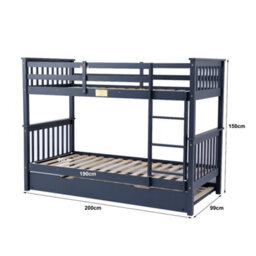 Flair Wooden Zoom Bunk Bed With Trundle - Grey - thumbnail 8