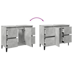 Berkfield Sink Cabinet Concrete Grey 80X33X60 Cm Engineered Wood - thumbnail 8