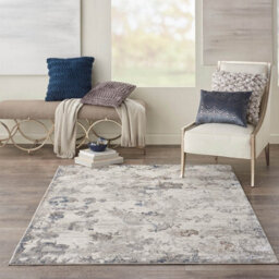 Ivory Grey Modern Floral Optical 3D Living Room Bedroom & Dining Room Rug-160Cm X 221Cm - thumbnail 1