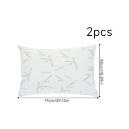 Living And Home 2 Pack White Bamboo Printed Waterproof Pillow Cases Side Zipper Design For Bedroom Hotel Use 74X48Cm - thumbnail 8