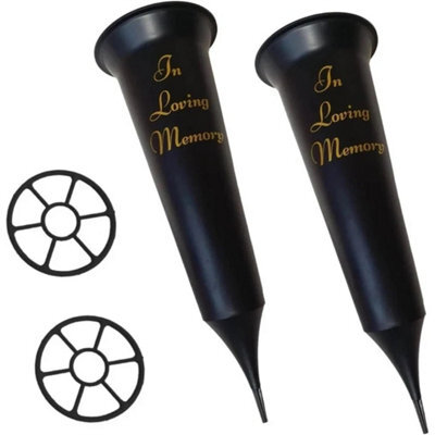 Set Of 2 In Loving Memory Spiked Memorial Grave Flower Vases Container Holder - image 1