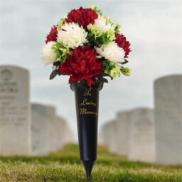 Set Of 2 In Loving Memory Spiked Memorial Grave Flower Vases Container Holder - thumbnail 4