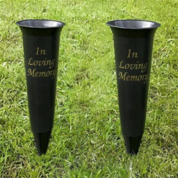 Set Of 2 In Loving Memory Spiked Memorial Grave Flower Vases Container Holder - thumbnail 5