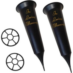 Set Of 2 In Loving Memory Spiked Memorial Grave Flower Vases Container Holder - thumbnail 1