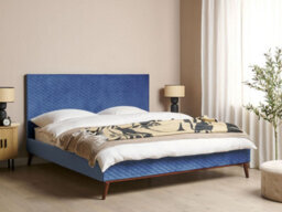 Beliani Bed Velvet Bayonne 180 X 200 Cm (Eu Super King) Blue - thumbnail 2