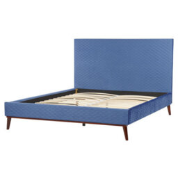 Beliani Bed Velvet Bayonne 180 X 200 Cm (Eu Super King) Blue - thumbnail 6