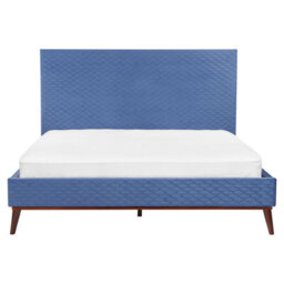 Beliani Bed Velvet Bayonne 180 X 200 Cm (Eu Super King) Blue - thumbnail 5