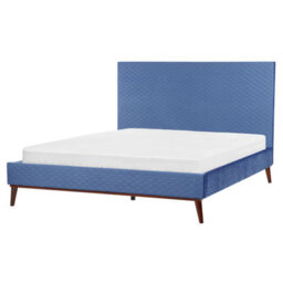 Beliani Bed Velvet Bayonne 180 X 200 Cm (Eu Super King) Blue - thumbnail 4