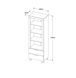 Furneo Display Cabinet Oak & Black Concrete Effect Modern Storage Cupboard White Led Lights Enzo 08 - thumbnail 3