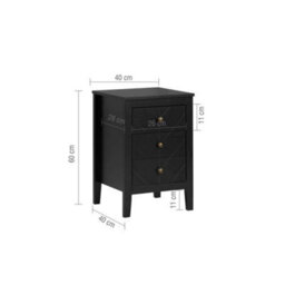 Birlea Pair Of Emerson 3 Drawer Bedside Cabinet Chest Table Black - thumbnail 8