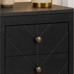 Birlea Pair Of Emerson 3 Drawer Bedside Cabinet Chest Table Black - thumbnail 2