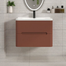 Royal Bathrooms Venice 700mm Terracotta Clay Wall Hung Bathroom Vanity Unit 2 Drawer With Ceramic Basin - 1 Tap Hole Basin - thumbnail 1