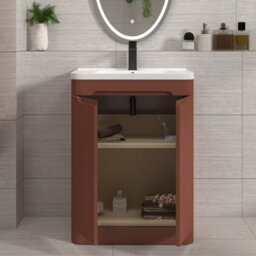 Royal Bathrooms Venice 700mm Terracotta Clay Wall Hung Bathroom Vanity Unit 2 Drawer With Ceramic Basin - 1 Tap Hole Basin - thumbnail 4