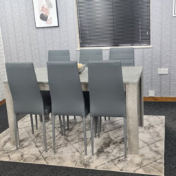 Kosy Koala Grey Dining Table And 6 Chairs Stone Grey Effect Kitchen Dining Set For 6 - thumbnail 8