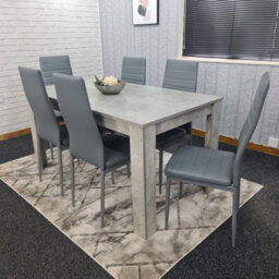 Kosy Koala Grey Dining Table And 6 Chairs Stone Grey Effect Kitchen Dining Set For 6 - thumbnail 2
