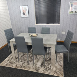 Kosy Koala Grey Dining Table And 6 Chairs Stone Grey Effect Kitchen Dining Set For 6