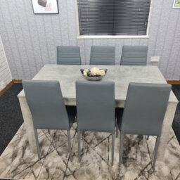 Kosy Koala Grey Dining Table And 6 Chairs Stone Grey Effect Kitchen Dining Set For 6 - thumbnail 4