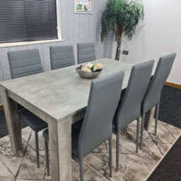 Kosy Koala Grey Dining Table And 6 Chairs Stone Grey Effect Kitchen Dining Set For 6 - thumbnail 5