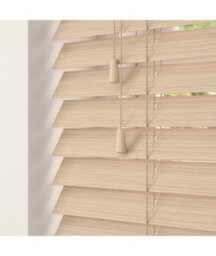 Fine Grain Faux Wood Venetian Blinds With Strings 120Cm Drop X 130Cm Width Natural Oak