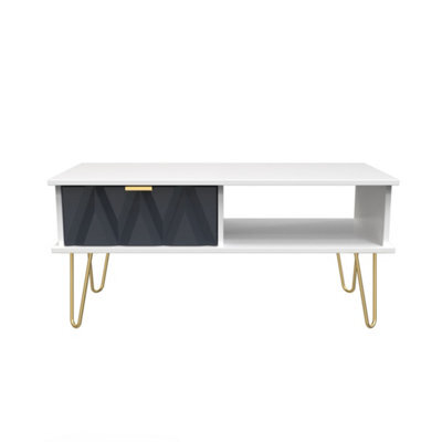 Dallas 1 Drawer Coffee Table In Indigo Matt & White (Ready Assembled) - image 1