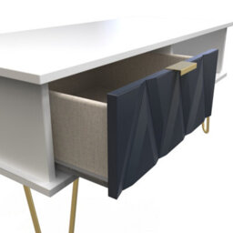 Dallas 1 Drawer Coffee Table In Indigo Matt & White (Ready Assembled) - thumbnail 5