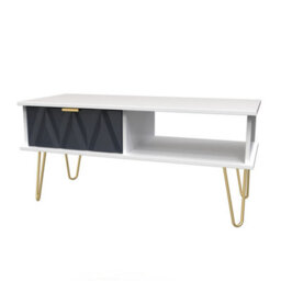 Dallas 1 Drawer Coffee Table In Indigo Matt & White (Ready Assembled) - thumbnail 3