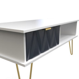 Dallas 1 Drawer Coffee Table In Indigo Matt & White (Ready Assembled) - thumbnail 4