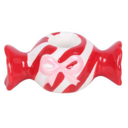 Christmas Candy Taper Candle Holder Festive Ceramic Candlestick - thumbnail 4