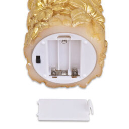 3 X Carved Gold Floral Real Wax Led Pillar Candles - Battery Powered Flickering Light Home Decoration - 1 Of Each 10, 12 & 15Cm - thumbnail 5