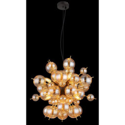 Luminosa Lighting Luminosa Udo Globe Pendant Ceiling Light Matt Black Balls Amber Glass Shade 6X E14 - thumbnail 4