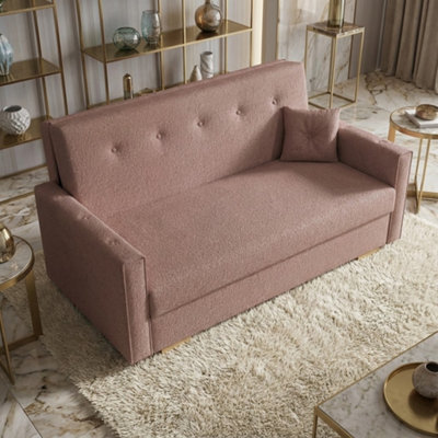 Viva Sonic Iii Sofa Bed For Living Room Particle Board With Storage Box Wooden Legs 153X100X85Cm Pink - image 1