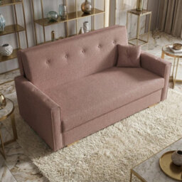 Viva Sonic Iii Sofa Bed For Living Room Particle Board With Storage Box Wooden Legs 153X100X85Cm Pink