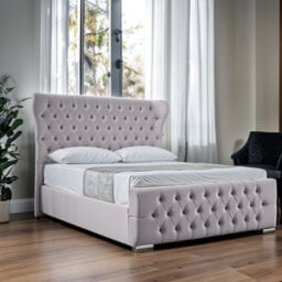 UKBEDFURNITURE Isabella Silver Slatted Base Upholstered Gas Lift Ottoman Storage Bed -  With 48 Inch Headboard - thumbnail 1