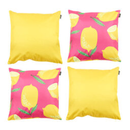 icon Indoor And Outdoor Waterproof Filled Cushion 2X Lemon Leaf & 2X Yellow