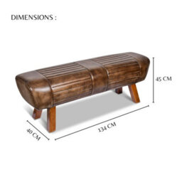Real Genuine Leather Foot Stool Hall Bench Pommel Horse Brown Tan 45Cm High X 134Cm Wide X 40Cm Deep - thumbnail 5