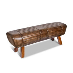 Real Genuine Leather Foot Stool Hall Bench Pommel Horse Brown Tan 45Cm High X 134Cm Wide X 40Cm Deep - thumbnail 1