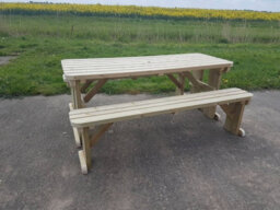 Arbor Garden Solutions Picnic Bench And Table Set, Aspen Rounded Wooden Patio Furniture (6Ft, Natural Finish) - thumbnail 7