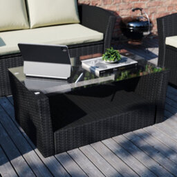 Lassic Garden Vida Black Mylor Rattan Garden Furniture Set With Cover Patio Conservatory Balcony Outdoor 4 Seater Sofa Table Set, Ukfr - thumbnail 5