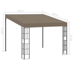 Berkfield Wall-Mounted Gazebo 3X3 M Taupe Fabric - thumbnail 6