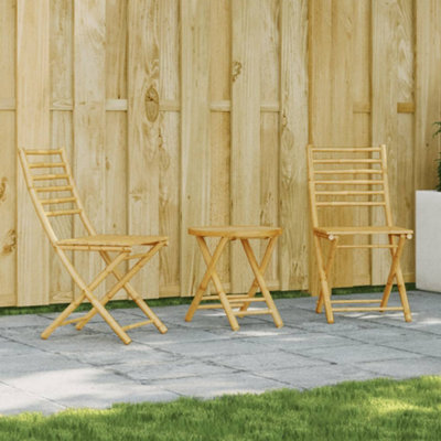 Walplus 3 Piece Bistro Set Bamboo For Garden Backyard, Balcony - Cushion Not Included - image 1