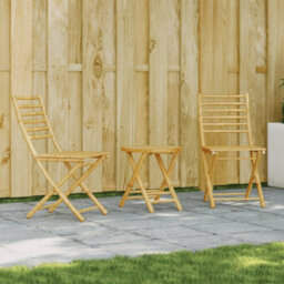 Walplus 3 Piece Bistro Set Bamboo For Garden Backyard, Balcony - Cushion Not Included - thumbnail 1